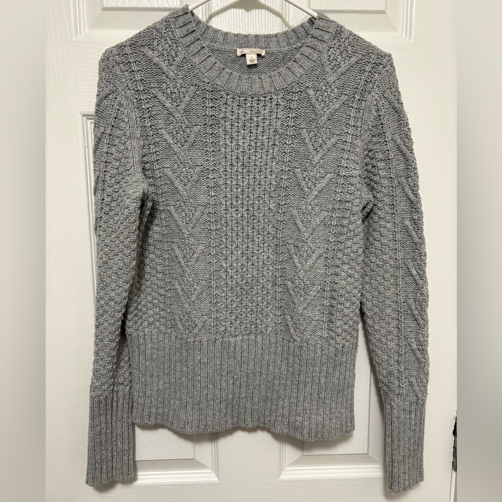 *Gap Heather Gray Women’s Wool Blend Large Cable Knit Sweater #IR